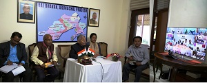 The Governor of Arunachal Pradesh Brig. (Dr.) B.D. Mishra (Retd.) video conferencing with Deputy Commissioners of the Districts regarding the International Day of Yoga (IDY) on 21st June from Raj Bhavan, Itanagar on 14th June 2018.  